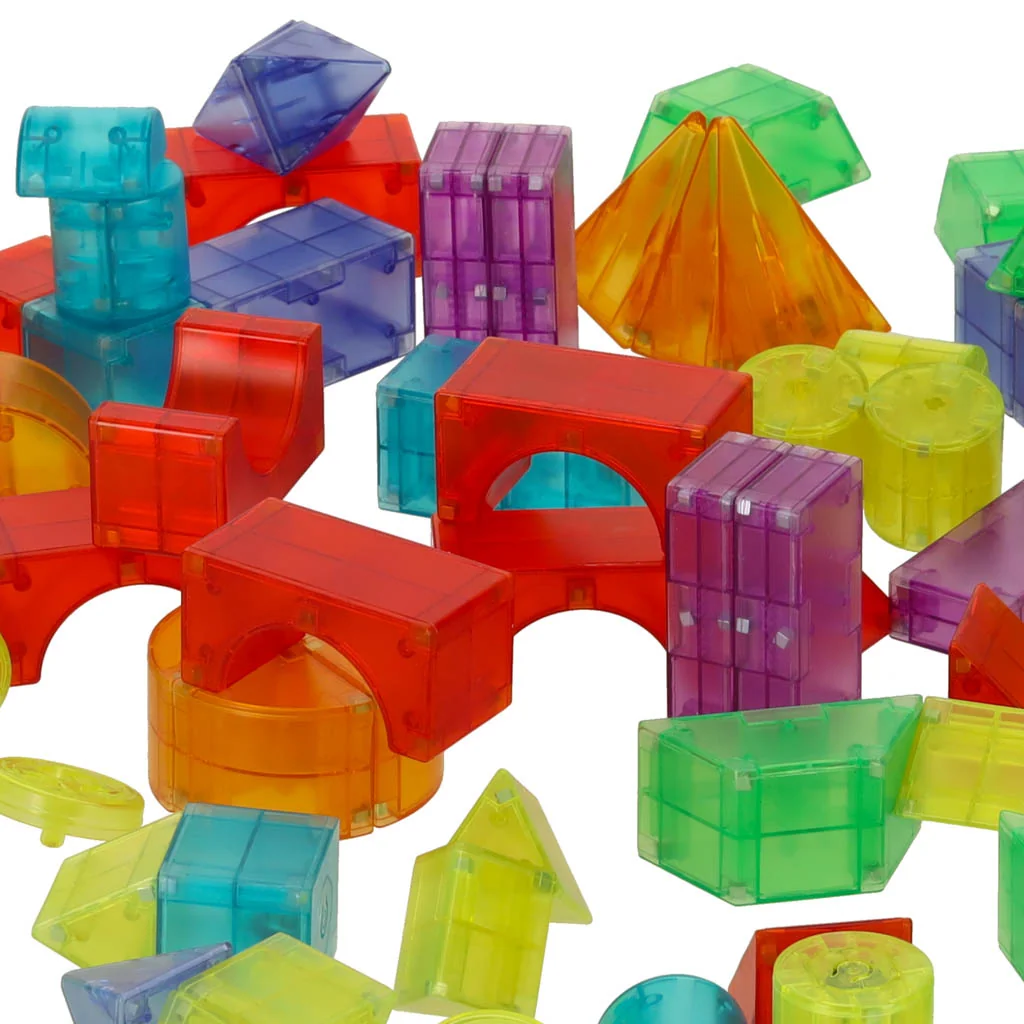 Svietiace magnetické kocky pre deti – 64 dielna 3D stavebnica