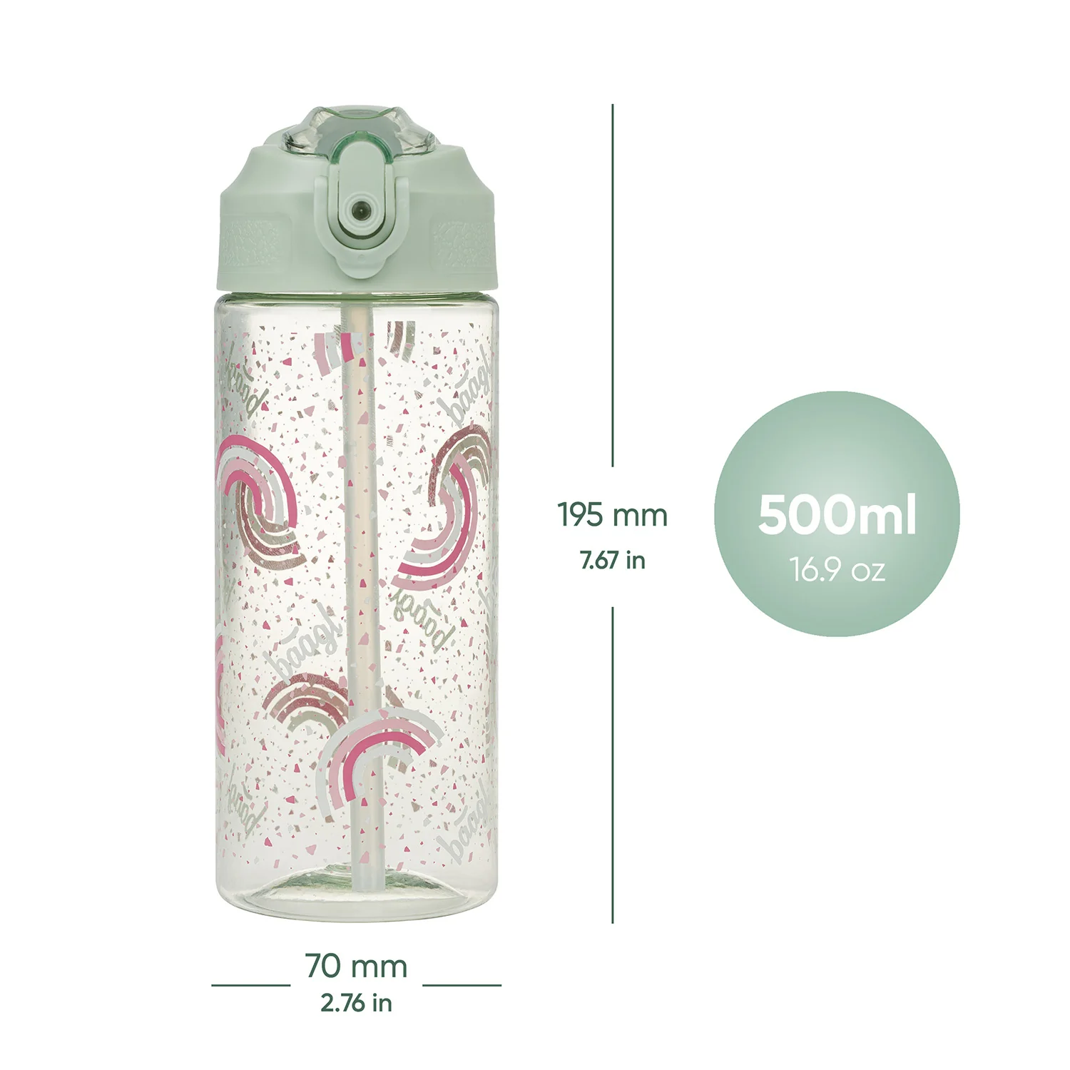 Baagl Tritanová fľaša na nápoje so slamkou Dúha 500 ml 500 ml