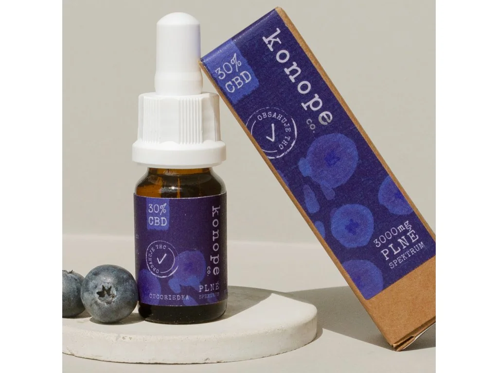 Konope co. 30% CBD Čučoriedka Full Spectrum 3000mg 1×10 ml, CBD olej