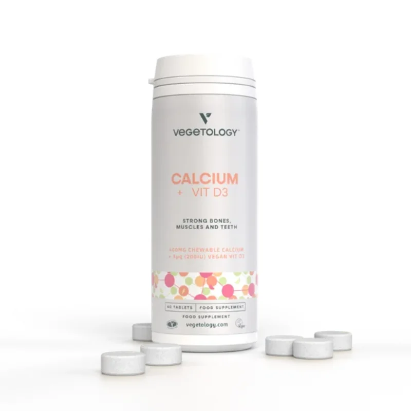 Vegetology Vápnik + Vitamín D3, 60 žuvacích tabliet