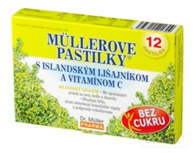 MÜLLEROVE PASTILKY S ISLAND. LIŠAJNÍKOM A VIT. C 1×12 ks, výživový doplnok