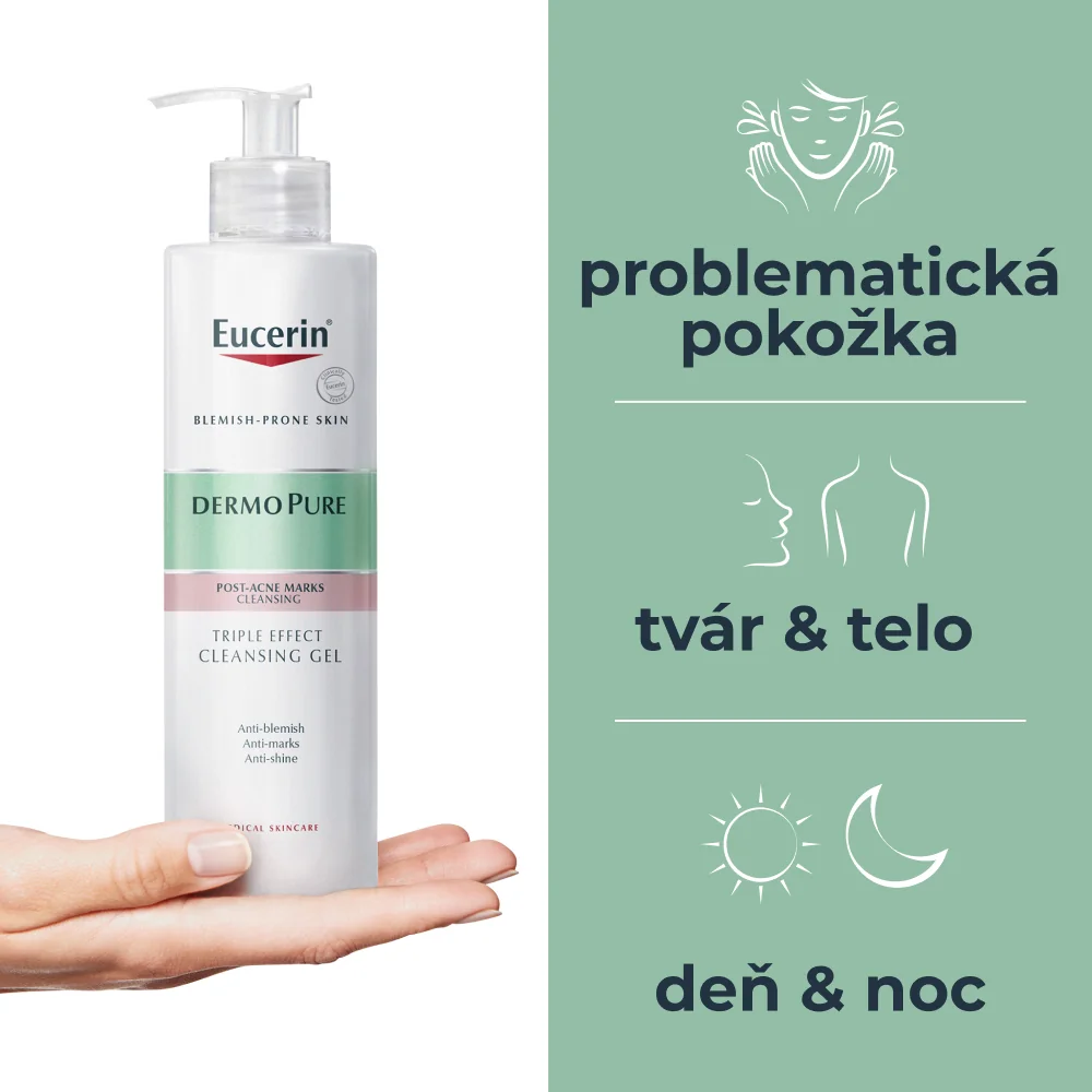 Eucerin DERMOPURE Exfoliačný čistaci gél s trojitým účinkom na tvár & telo 1×400 ml, čistiaci gél