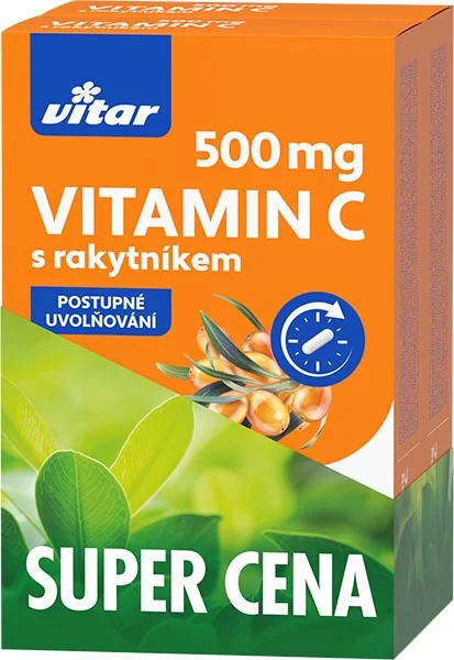 VITAR Vitamín C 500 mg s rakytníkom 2×60 cps, výživový doplnok