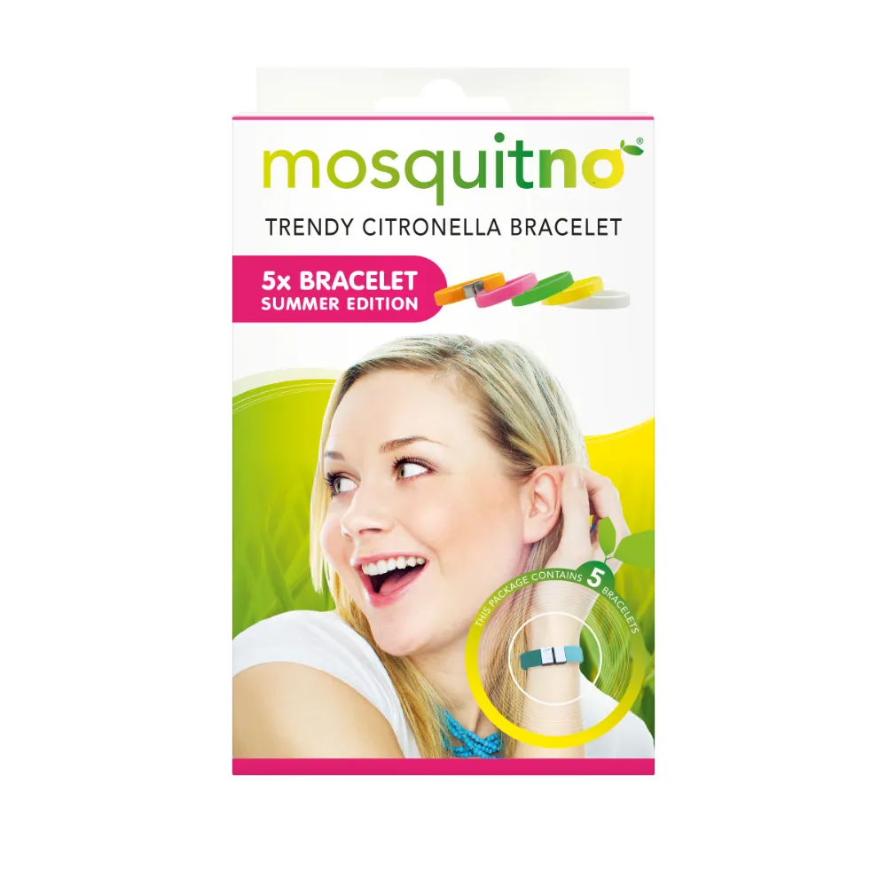 MosquitNo Náramok Summer so sponou uvoľňujúce citronelovú vôňu,  nastaviteľná veľkosť 1×5 ks, náramky proti komárom