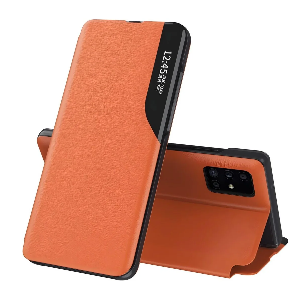 Elegantné knižkové puzdro pre Samsung Galaxy S23 FE - Oranžová View Case, H28052
