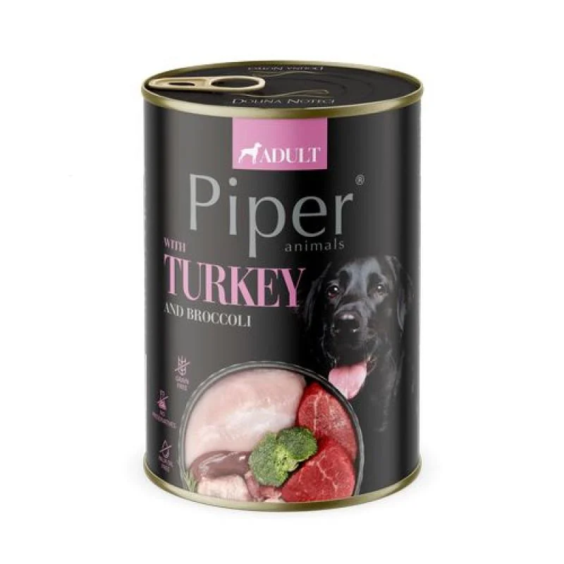 PIPER ADULT 400g konzerva pre dospelých psov morka a brokolica