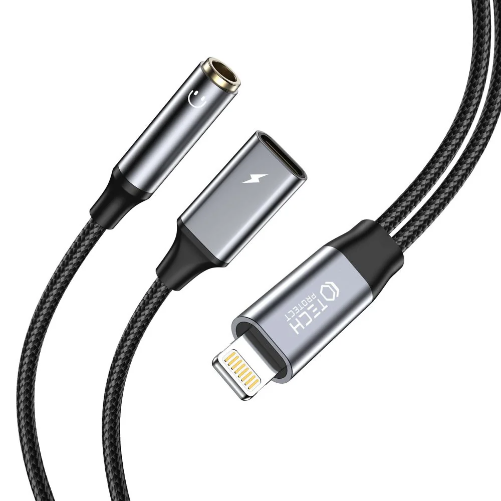 Tech-Protect Ultraboost adaptér Lightning - 3.5mm jack / lightning, šedý dý