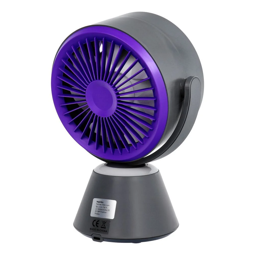 Otočný stolový ventilátor s osvetlením, tmavosivý