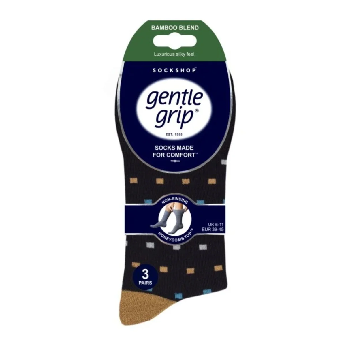 Pánske módne 3 páry Gentle Grip Bambus ponožky MUSTARD Veľkosť ponožiek 39-45