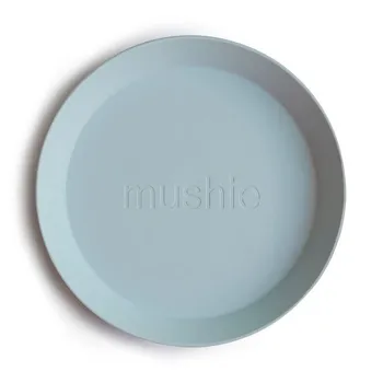 Mushie okrúhly tanier, powder blue 1×2 ks, okrúhle taniere