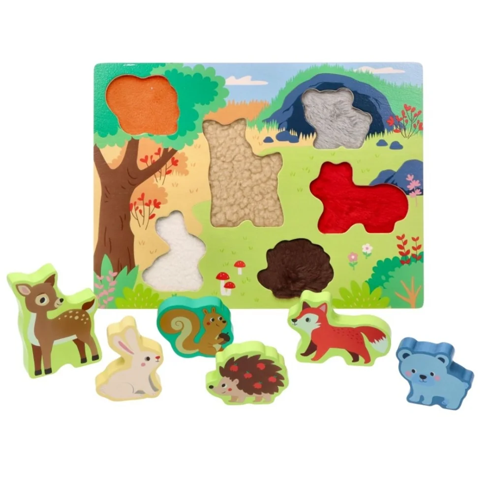 Drevené zábavné vkladacie puzzle Adam Toys, lesné zvieratká 3D