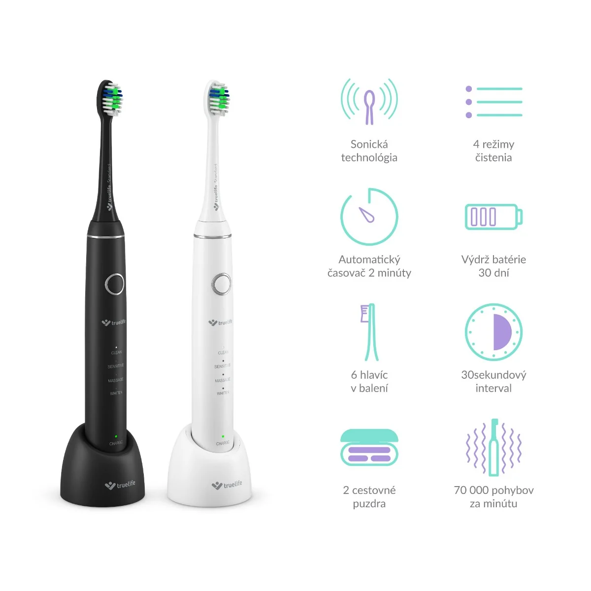 TrueLife SonicBrush Compact Duo 1×2 ks, set sonických zubných kefiek