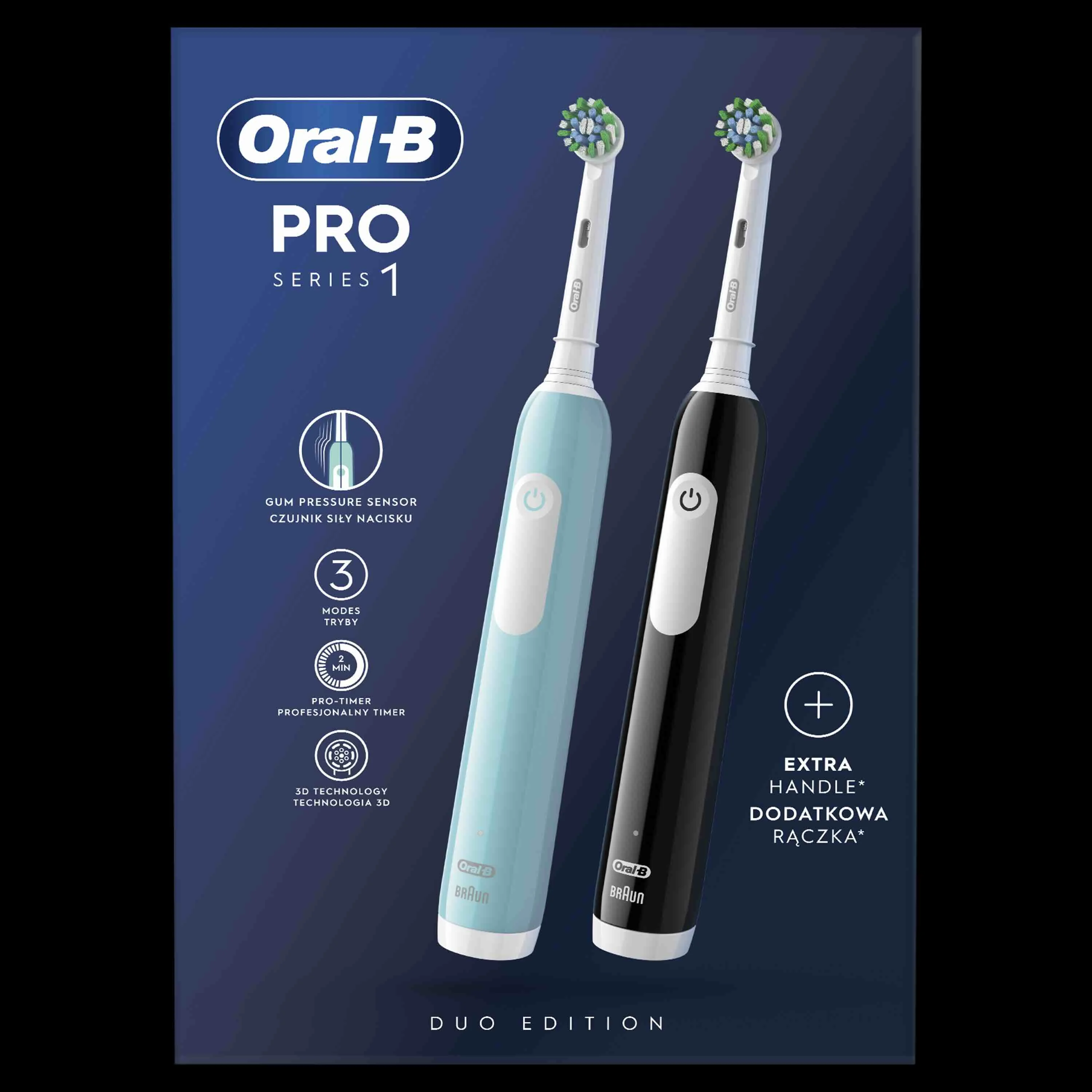 Oral-B EK Duo Pro Series 1 Black& Caribeean blue 1×2 ks, elektrická zubná kefka