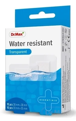 Dr. Max Náplasť Water resistant 2×10 ks, vodoodolné náplasti, (38 x 38 mm) x 10 ks + (30 x 55 mm) x 10 ks