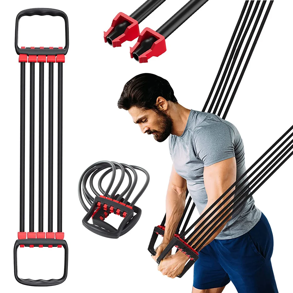 Cvičebný expandér s 5 odporovými pásmi pre fitness, nastaviteľná záťaž