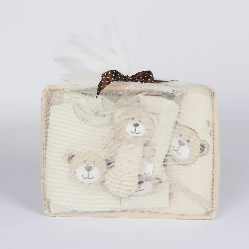 4-dielny dojčenský darčekový set z BIO bavlny New Baby béžová