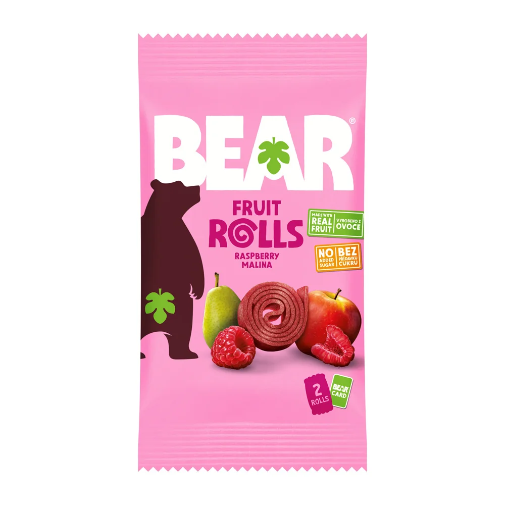 BEAR Malinové rolky 1x20 g, ovocná rolka