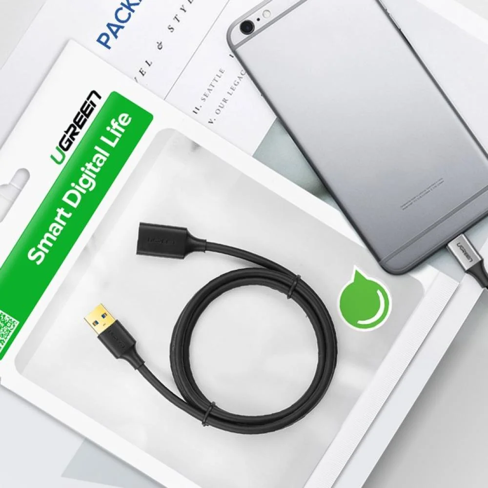 Predlžovací kábel USB 3.0 (samica) - adaptér USB 3.0 (samec) 3m/Čierna