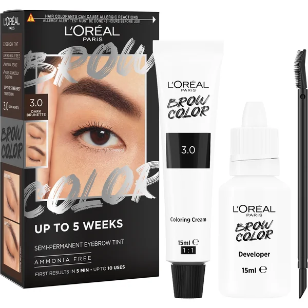 L'Oréal Paris Brow Color 3.0 Dark Brunette semi-permanentná farba na obočie 1×1 ks, farba na obočie