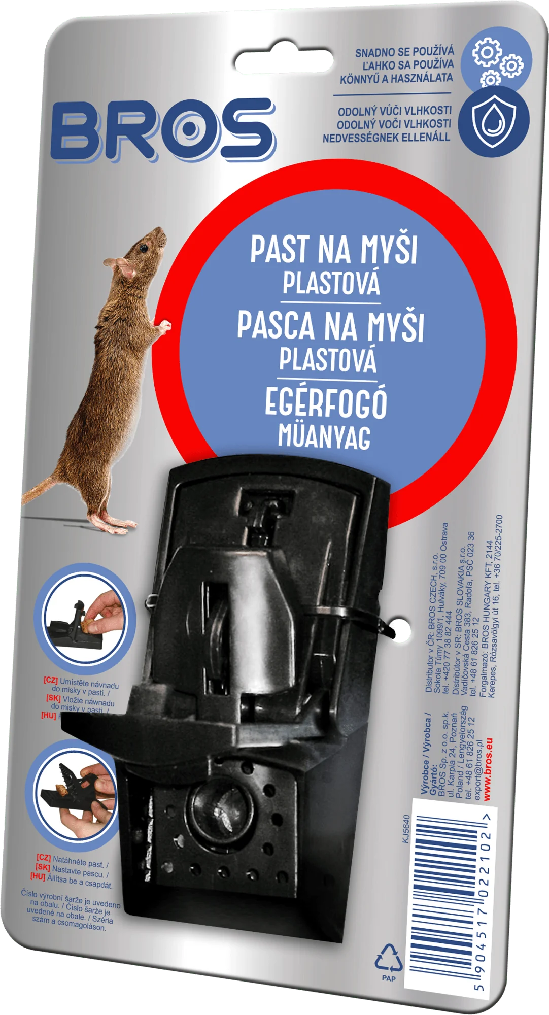 Bros pasca na myši plastová 1ks (PG_678215) sivá