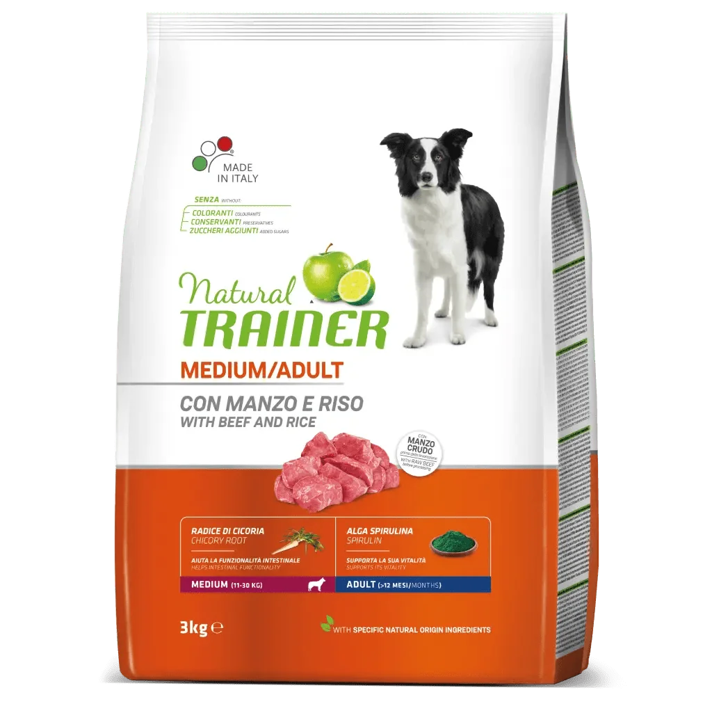 Natural Trainer Medium Ad Hovädzie a ryža 1×3 kg, granule pre dospelé psy stredných plemien