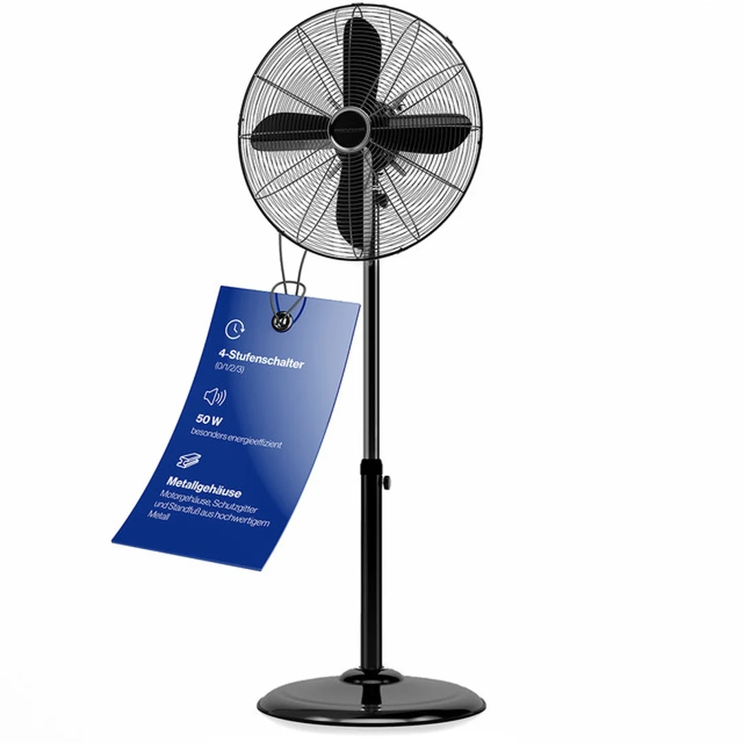 ProfiCare VL 3064 MS BK stojanový ventilátor 40 cm, kovový, čierny, 50 W