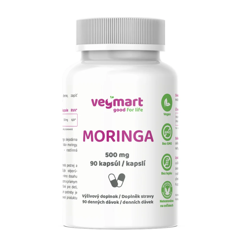 Vegmart Moringa 500 mg, 90 kapsúl