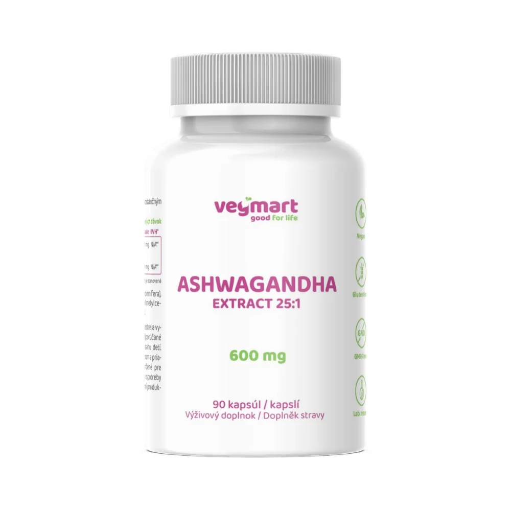 Vegmart Ashwagandha 600 mg, 90 kapsúl