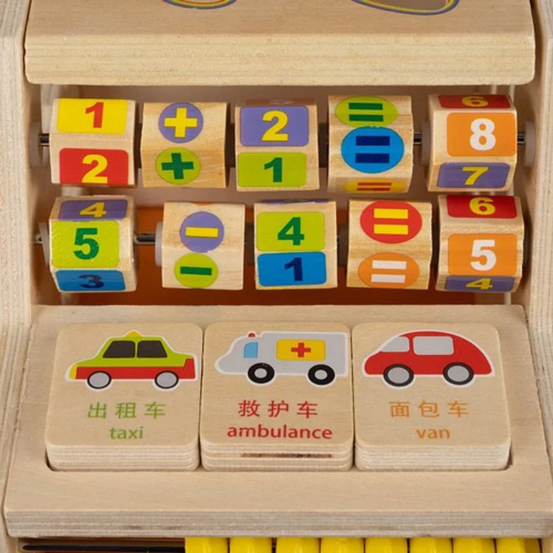 Hračka edukačná drevená WOODEN SORTER CAR 7v1 KABI 34x16x14,5cm
