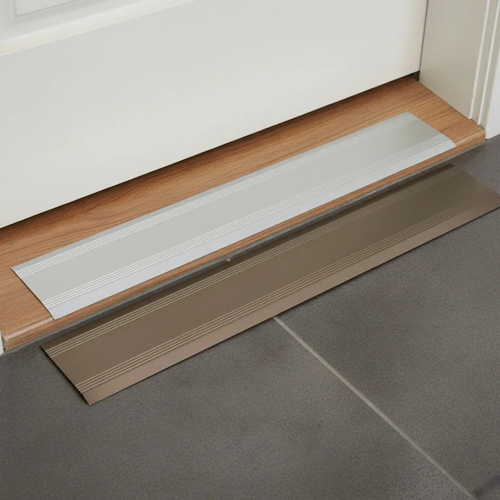 Eloxovaná prejazdová lišta pre vozíčkarov 3,5 x 175 x 900 mm hnedá champagne