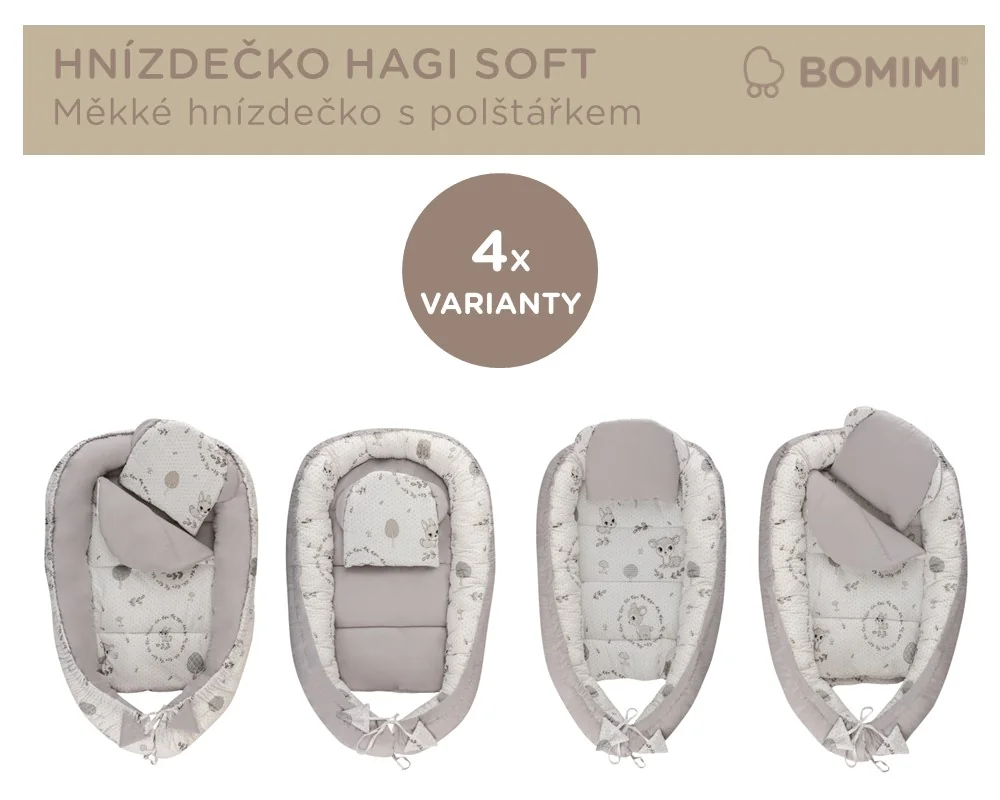 Bomimi HAGI hniezdočko pre bábätko s vankúšikom, KOLOUŠEK sivá