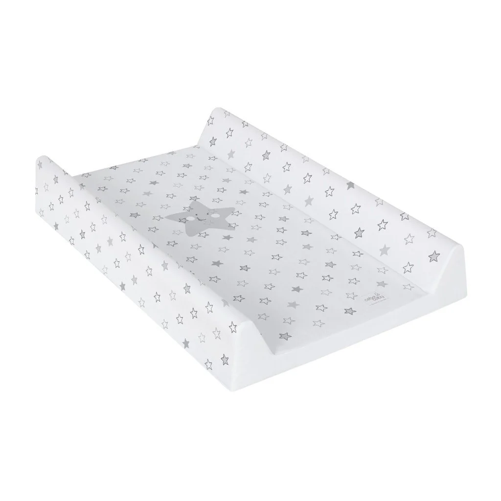 Podložka prebaľovacia 2-hranná s pevnou doskou (50x80) Comfort Hviezdy svetlo šedá