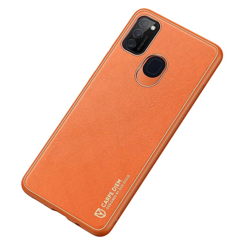 DUX DUCIS Yolo kožený kryt na Samsung Galaxy M30s, oranžový