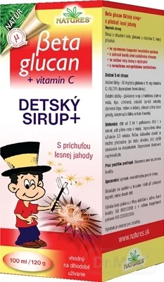 NATURES BETA GLUCAN DETSKY SIRUP+ 1×100 ml, s príchuťou lesnej jahody
