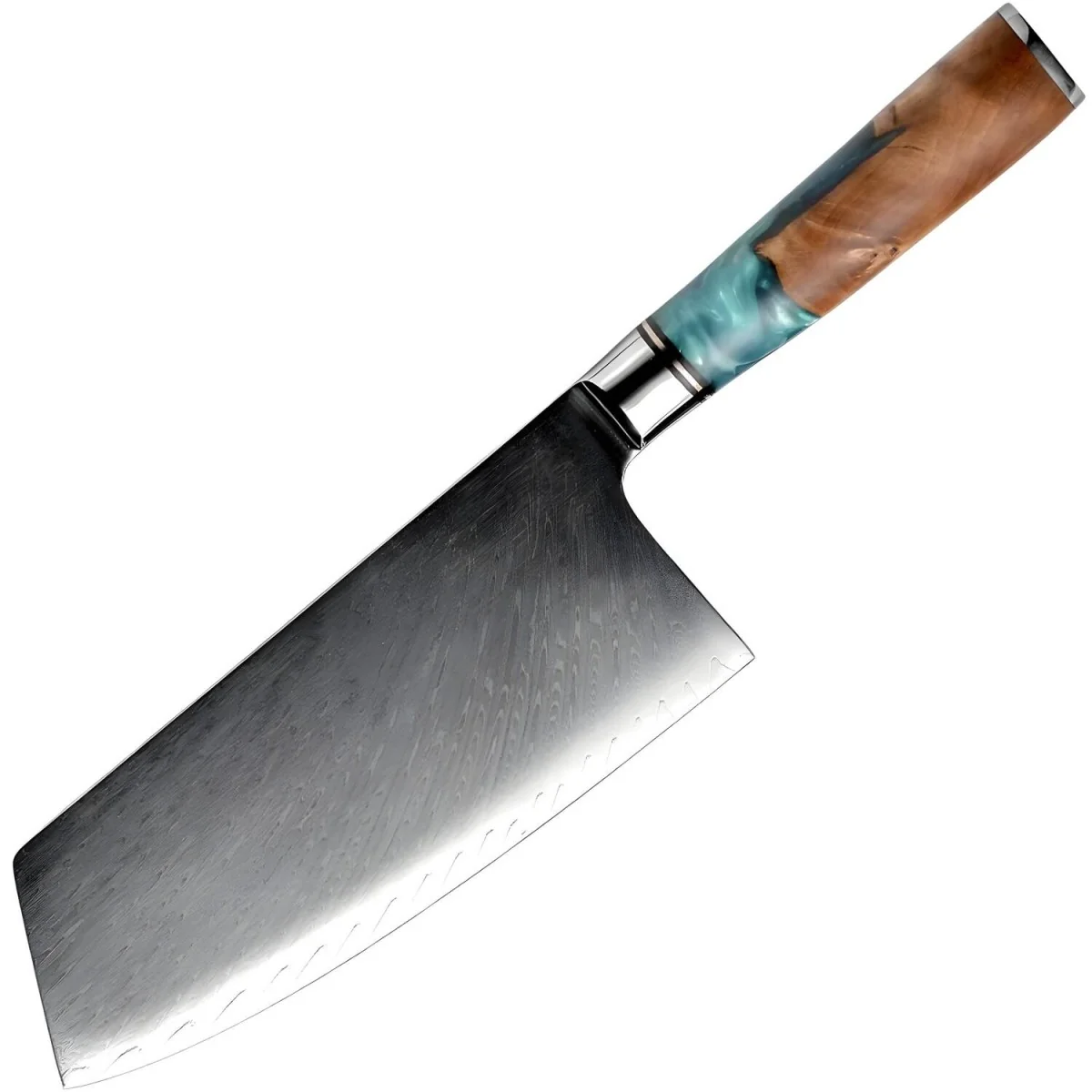 Damaškový kuchynský nôž typu Cleaver Cleaver/Modrá
