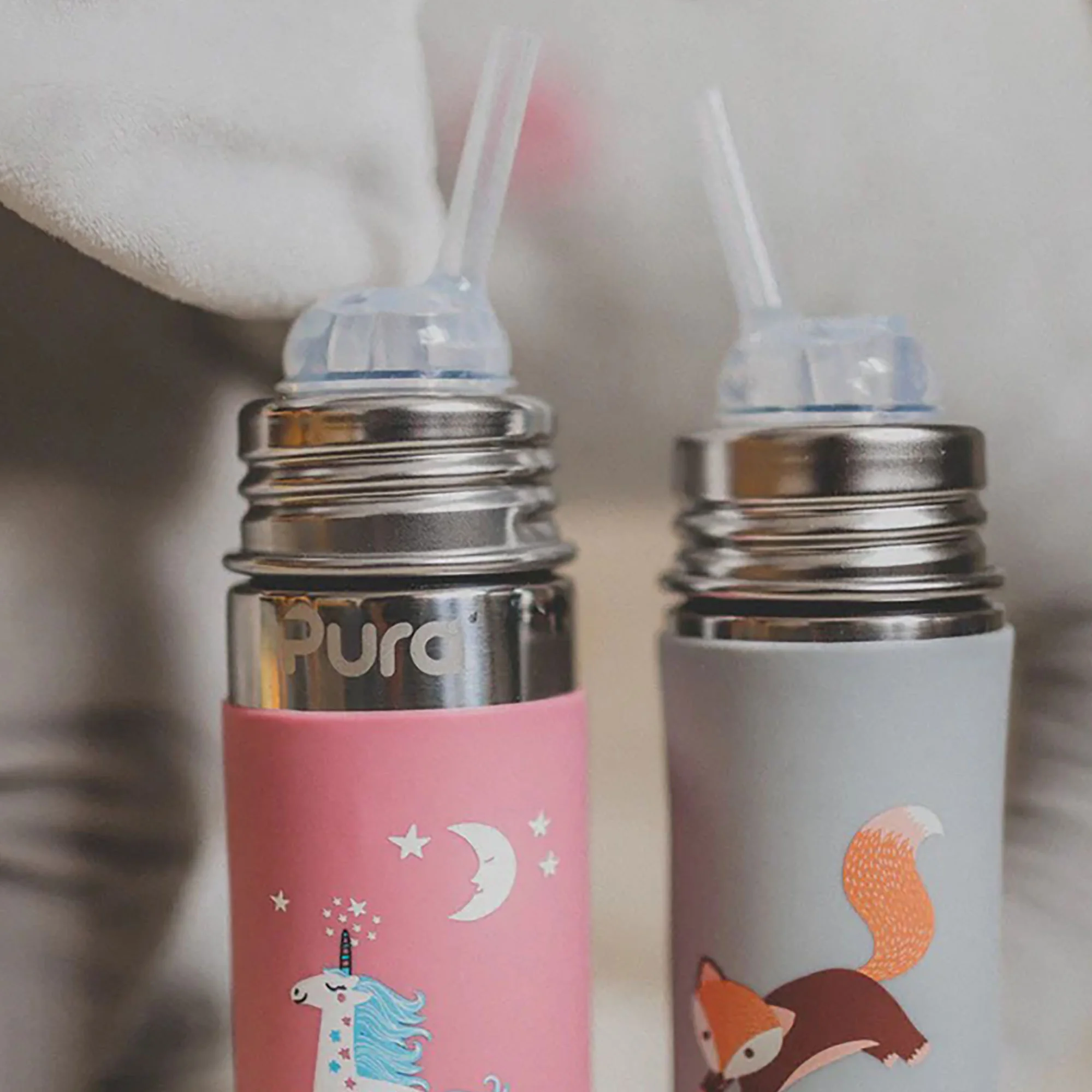 Pura TERMO fľaša so slamkou 260ml - Rose