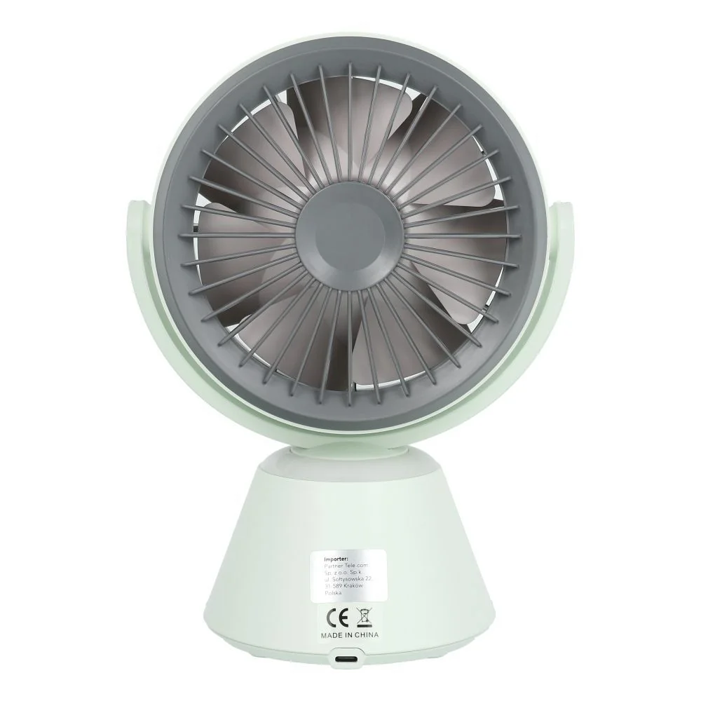 Otočný stolový ventilátor s osvetlením, matcha zelený