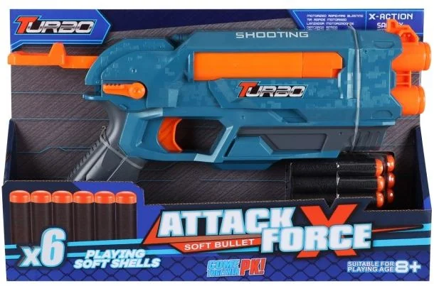 Alltoys blaster turbo + 6 ks nábojov 1×1 ks, blaster