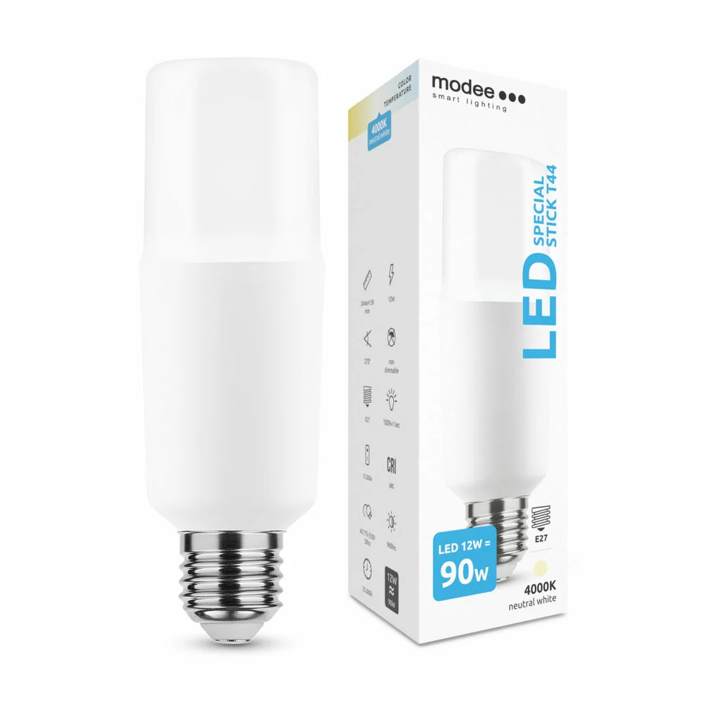 Modee Lighting LED žiarovka E27 12W 4000K T44 (90W)