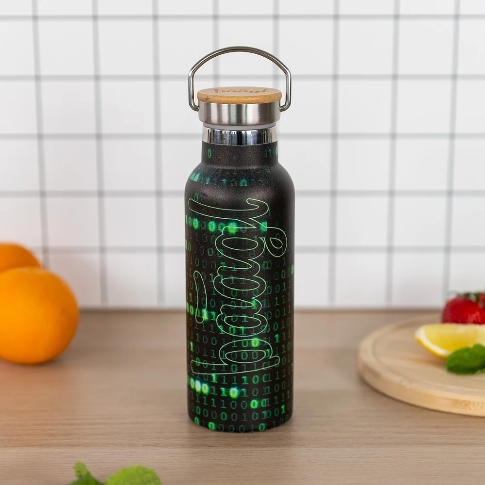 Baagl Termofľaša Numbers s bambusovým viečkom 500 ml Nerezová, strieborná