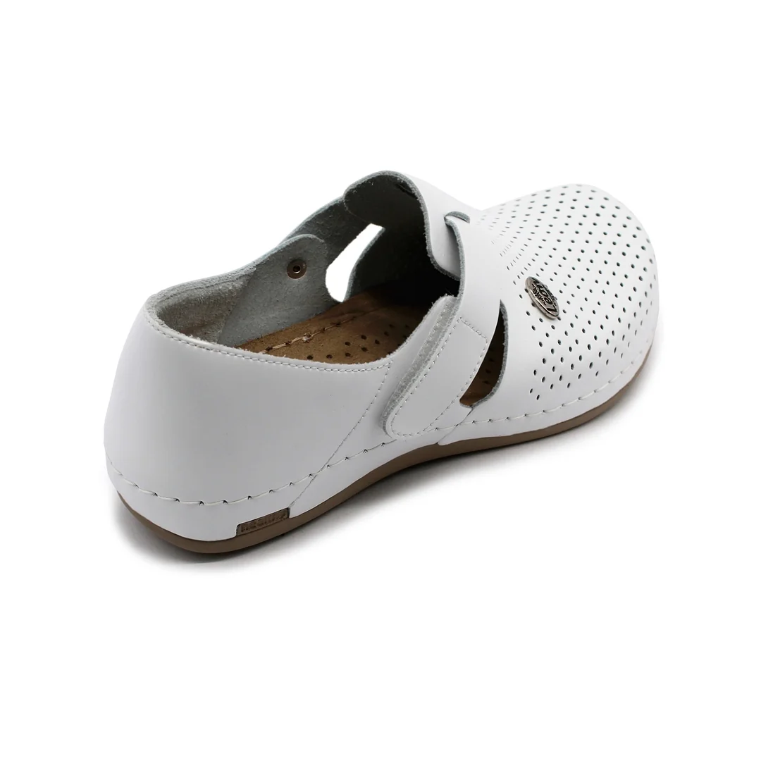Leon 959 Dámska celá pracovná kožená obuv 37 - 24cm, biela, 2,5 cm