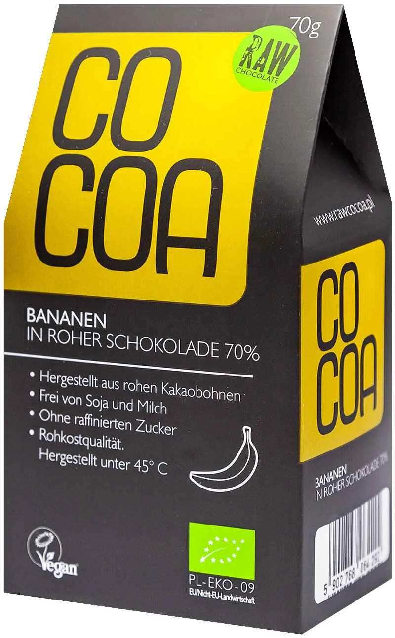 COCOA Banány v RAW čokoláde BIO 70g 1×70 g, banány v raw čokoláde