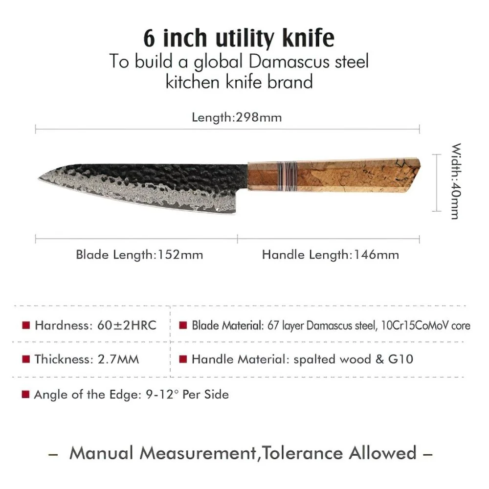 Damaškový kuchynský nôž Zenkai-Slicer/Hnedá 39 cm, 125 g