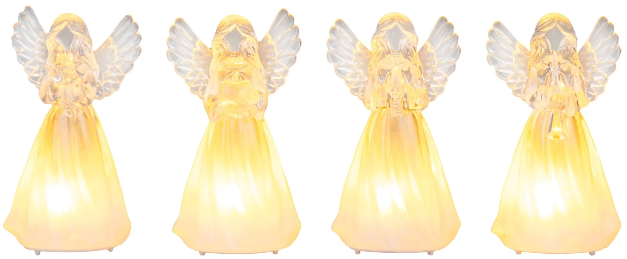 MagicHome vianočný LED anjel, balenie 12 ks Plast, mix motívov, 1 LED teplá biela, 6x5x11 cm, 3xLR44, sellbox