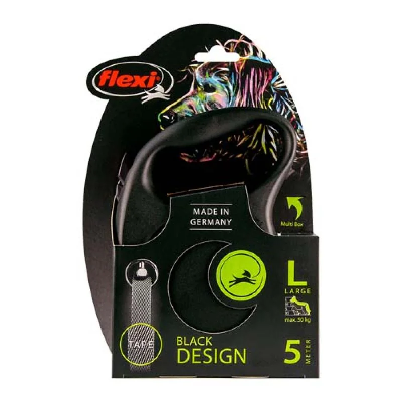 flexi Black Design L popruh 5m čierna do 50kg