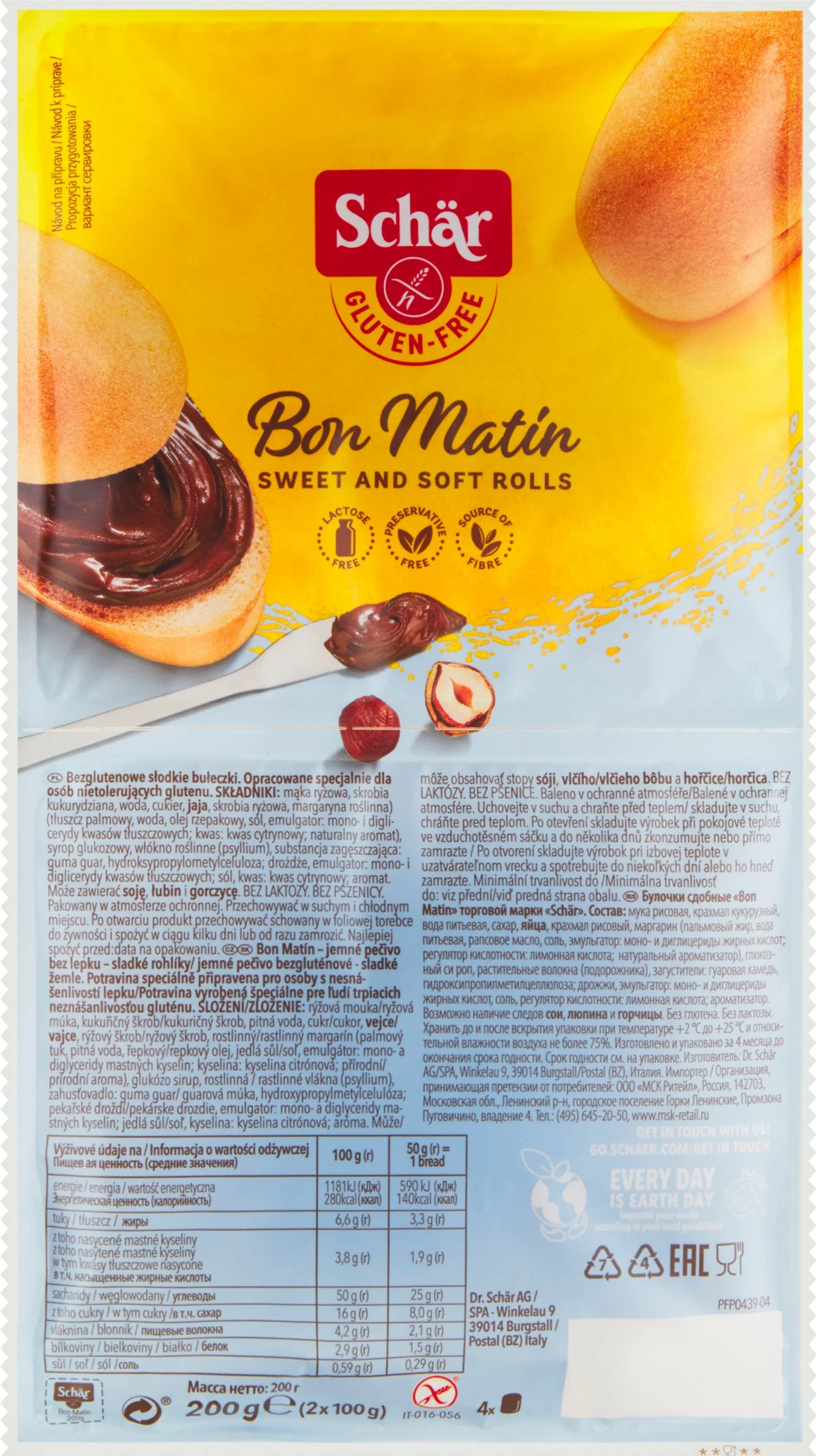 SCHAR BON MATIN sladké rohlíky bez lepku 4×50 g, sladké rohlíky bez lepku