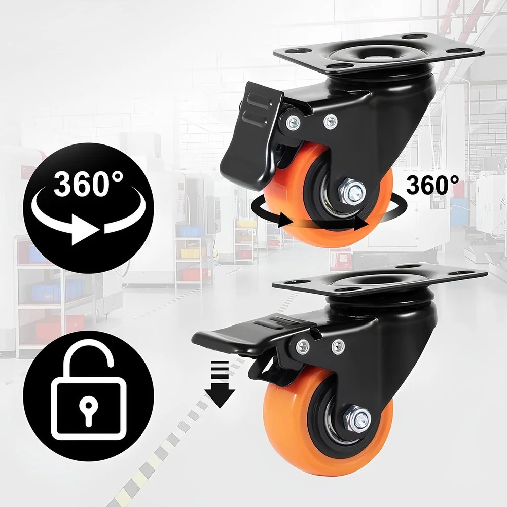MG Transport Wheels kolieska na nábytok a vozíky 4ks, oranžové