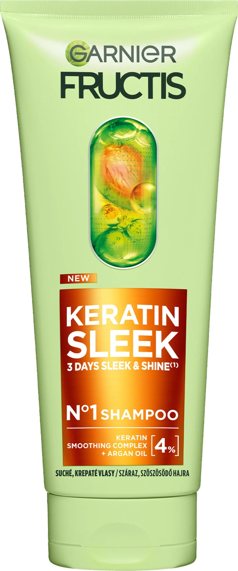 Garnier Fructis Keratin Sleek šampón na suché a krepovité vlasy 200 ml