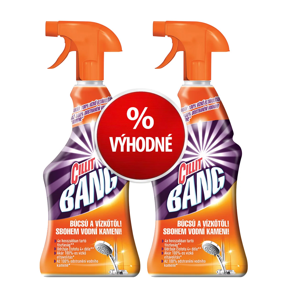 SET 2ks CILLIT BANG čistiaci prostriedok na vodný kameň 750ml 2x750ml, rozprašovač