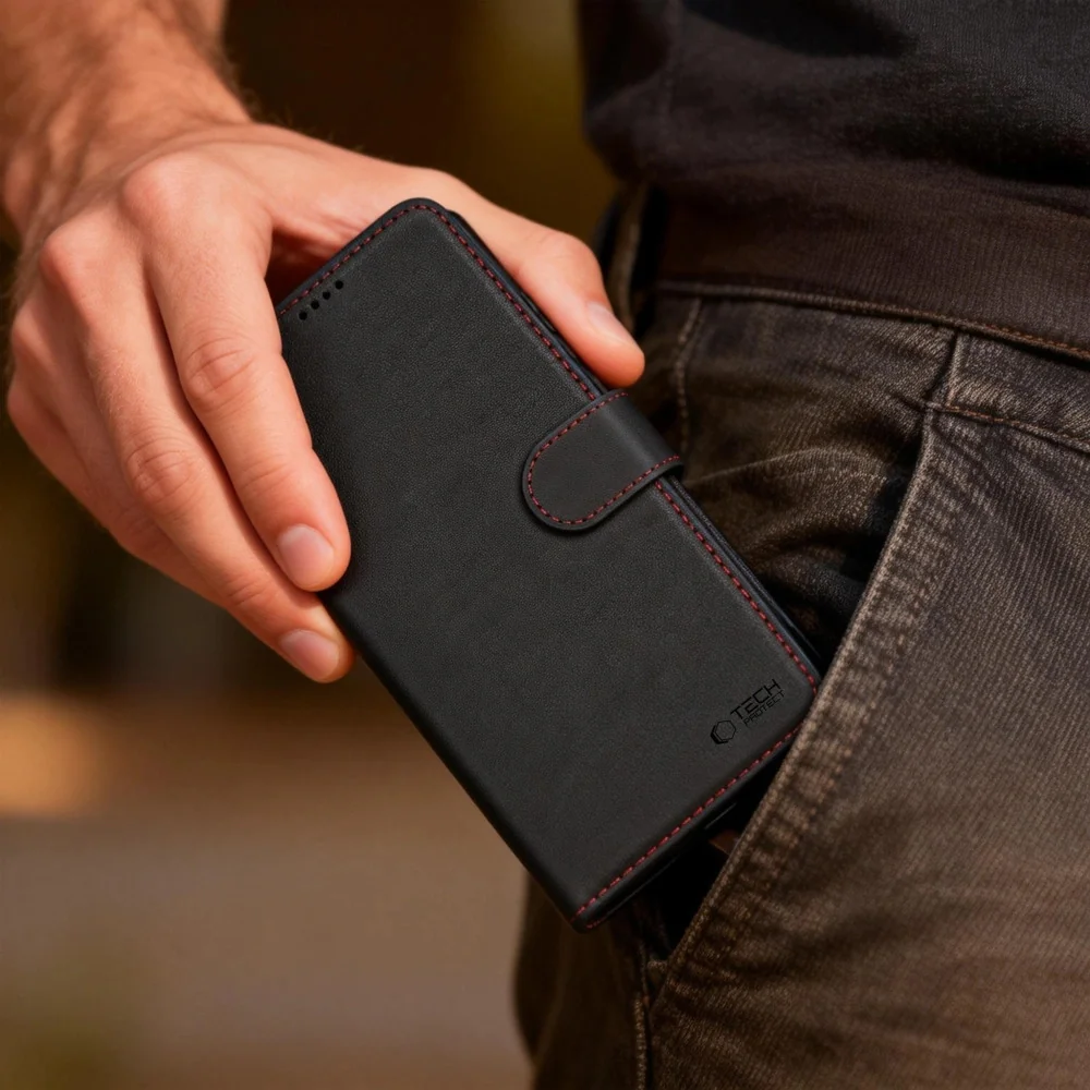 Tech-Protect Wallet knižkové puzdro na Samsung Galaxy S26 Ultra, čierne/červené e/červené